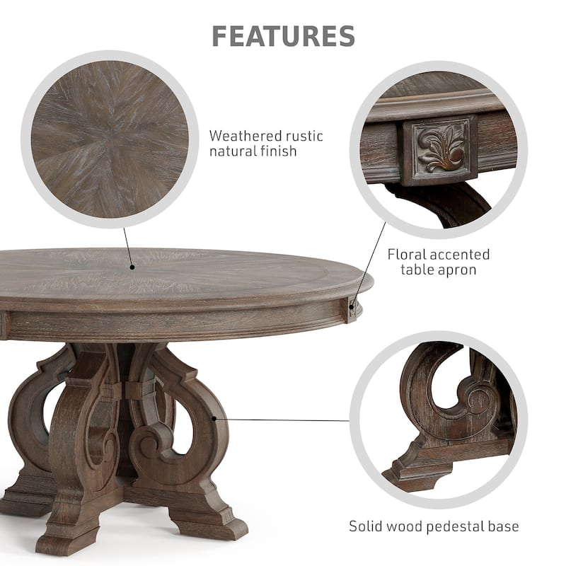 Cornerways Traditional Brown Solid Wood Pedestal Base Round Dining Set by The Gray Barn