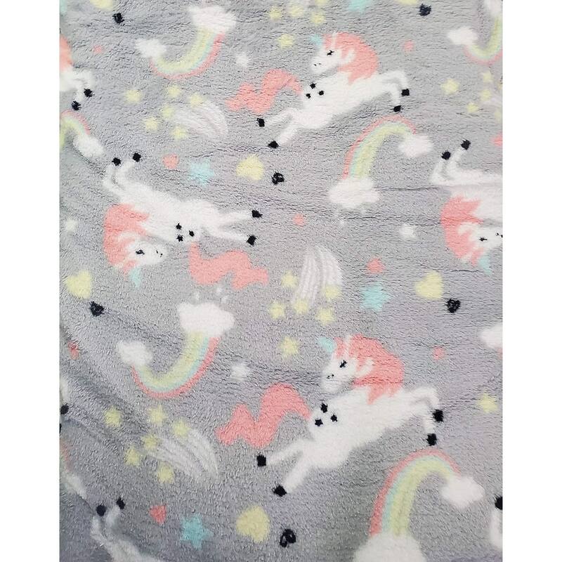 Summertime Whimsy Plush Fleece Throw Blanket (50" x 60") - Rainbow Unicorn