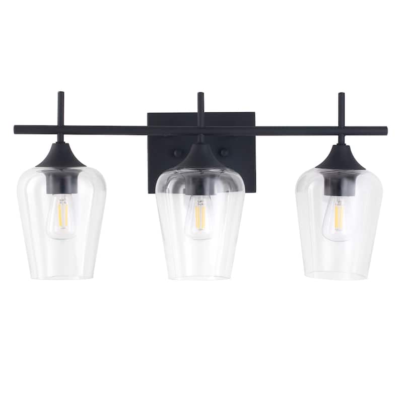 CO-Z Matte Black Vanity Light Sconce w Clear Glass Shade
