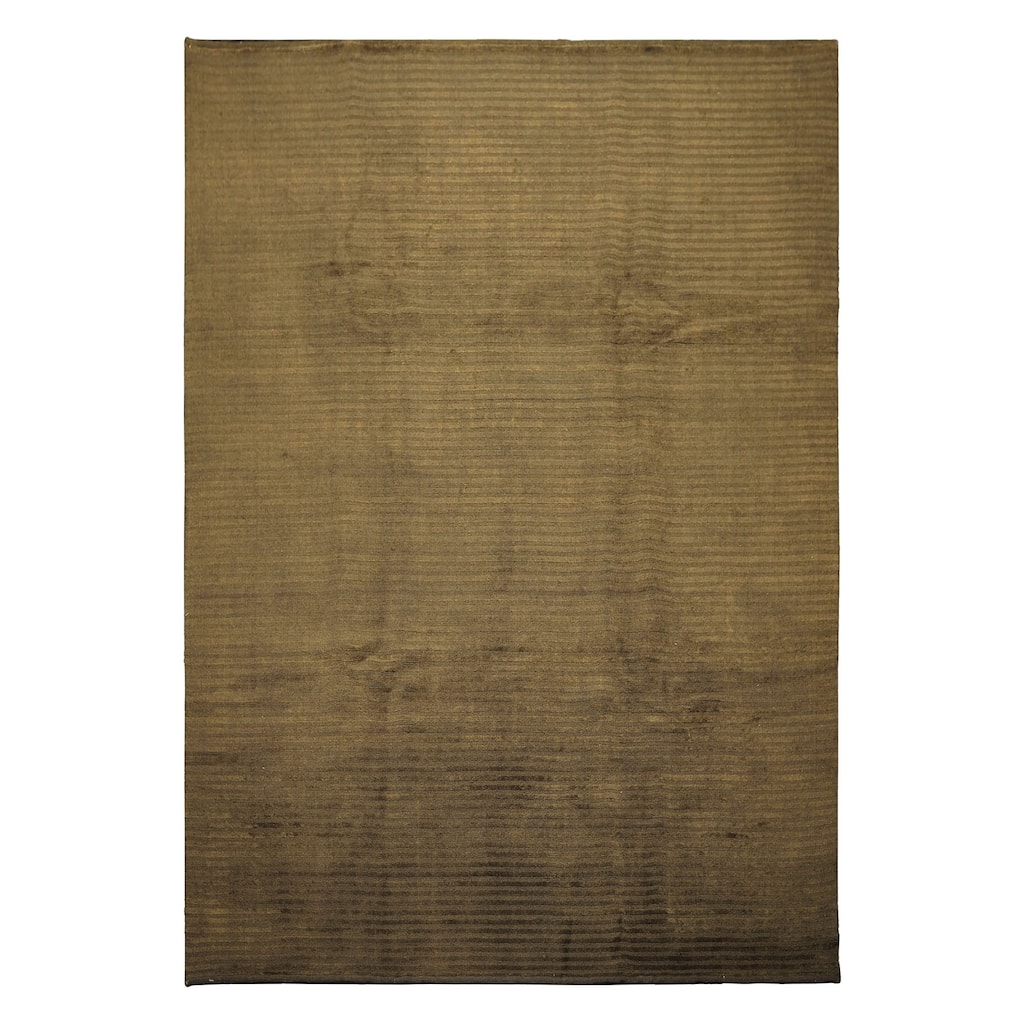 8'4''x11'7'' Hand Knotted Wool Dark Green Tibetan Modern Solid Textured Area Rug - 8' 4'' x 11' 7''