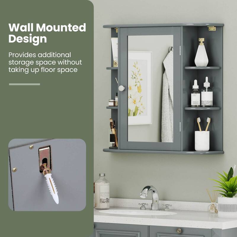Multipurpose Wall Surface Bathroom Storage Cabinet Mirror - See Details
