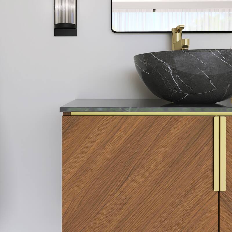 Wall-Mounted Bathroom Vanity with Round Ceramic Sink