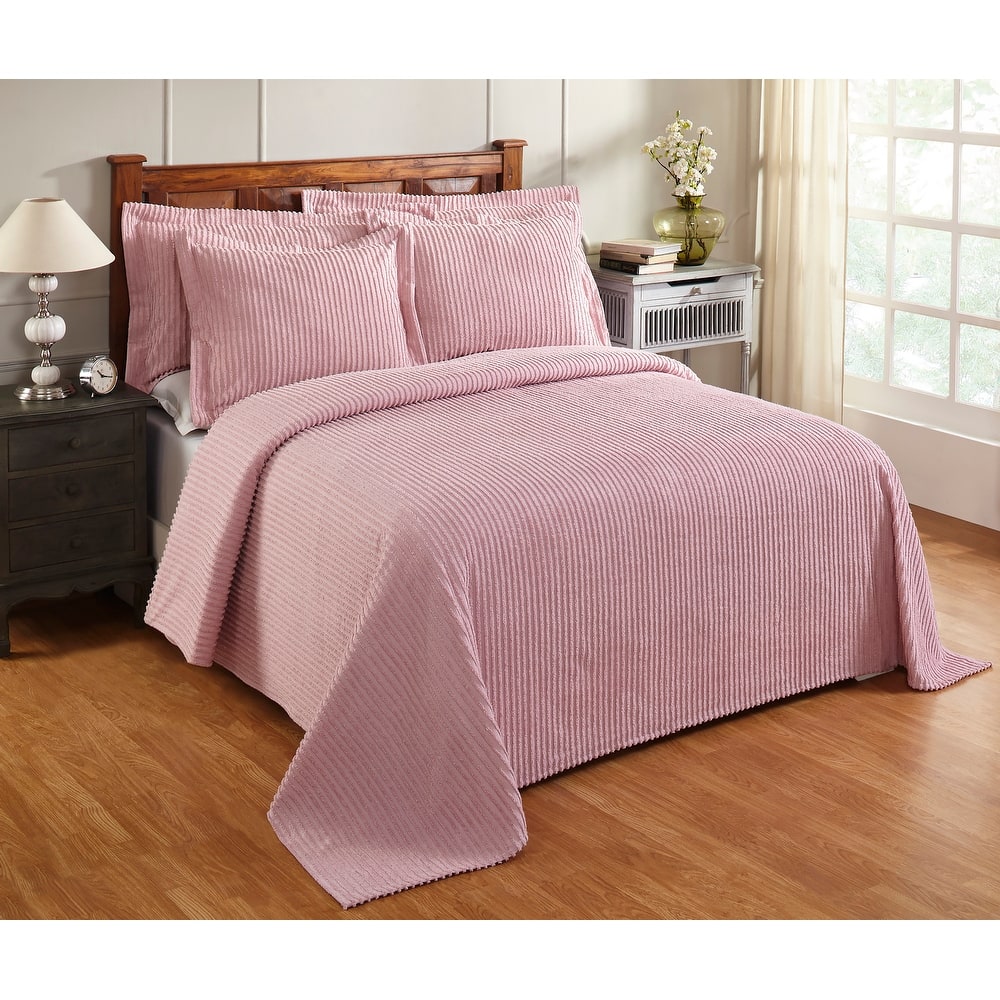 Better Trends Chenille Bedspread Set w/Sham 100% Cotton Soft Lightweight All-Season Fluffy & Cozy Bedding Set Jullian Collection