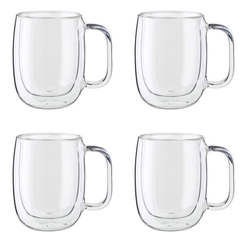 ZWILLING Sorrento Plus 4-pc Double Wall Glass Coffee Mugs, Insulated Coffee Mug, Clear - Clear - 4 Piece - 4-pc