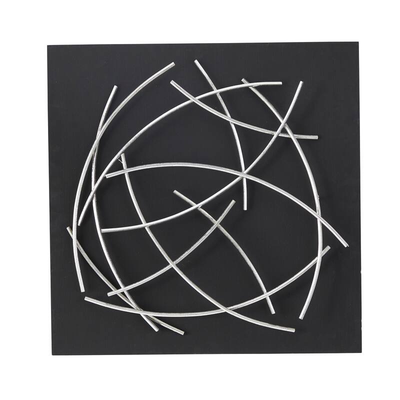 CosmoLiving by Cosmopolitan Metal Overlapping Lines Abstract Wall Decor with Black or White Backing - Black or White