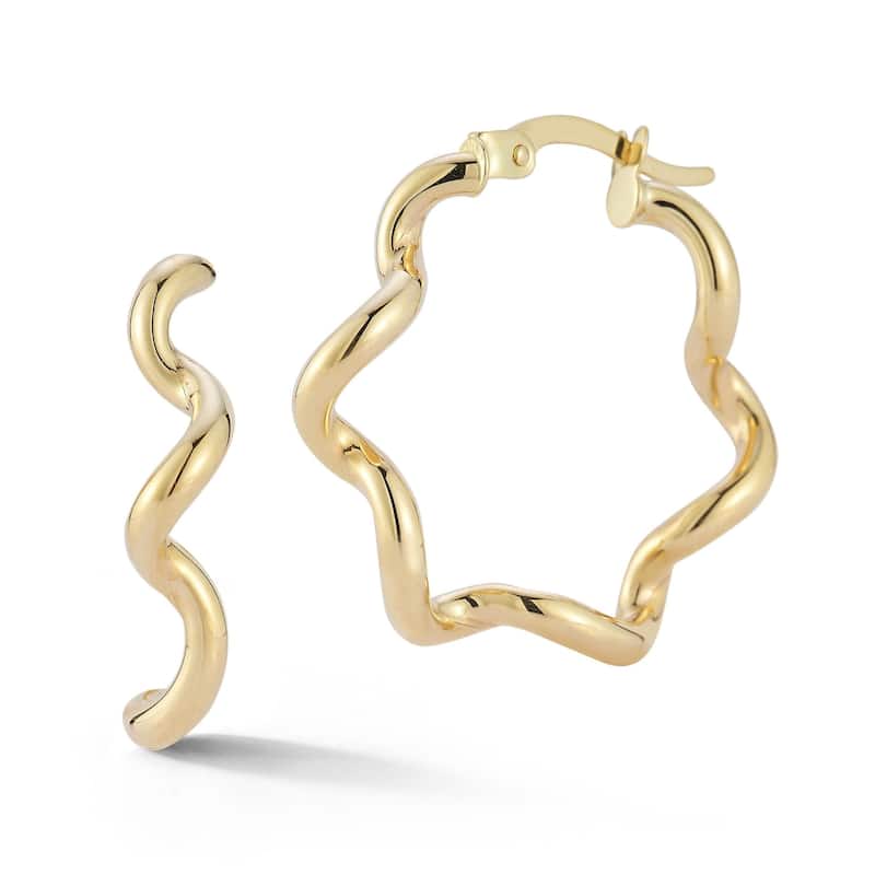 Soleil 14K Gold Wavy Hoop Earrings