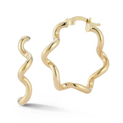 Soleil 14K Gold Wavy Hoop Earrings