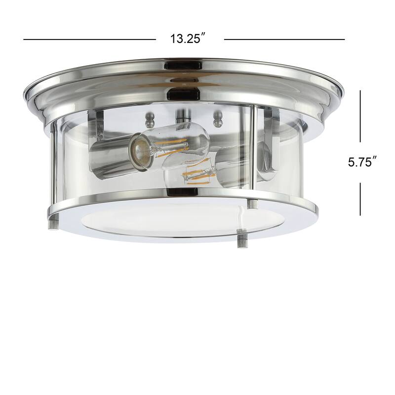 Henry 13.25" Metal/Glass LED Flush Mount, by JONATHAN Y