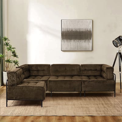 Subrtex Modern Metal Frame with Foam Seat Sectional Sofa