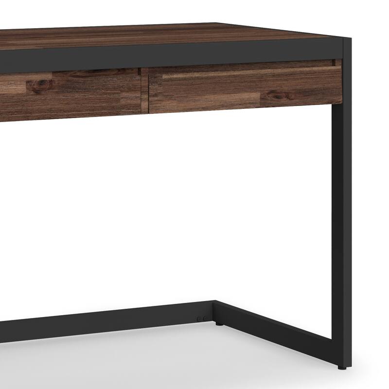 WYNDENHALL Cecilia SOLID ACACIA WOOD Industrial 72 inch Wide Large Desk in Rustic Natural Aged Brown