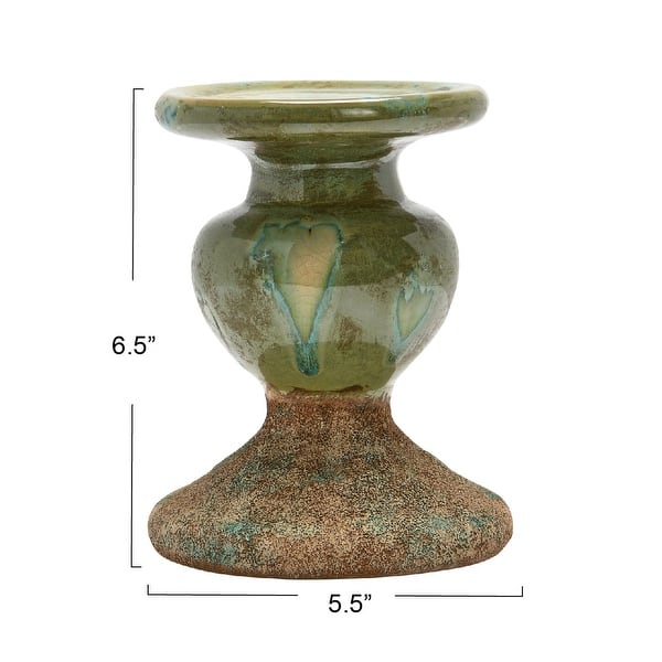 dimension image slide 4 of 6, Sculptural Terracotta Pillar Candle Holder