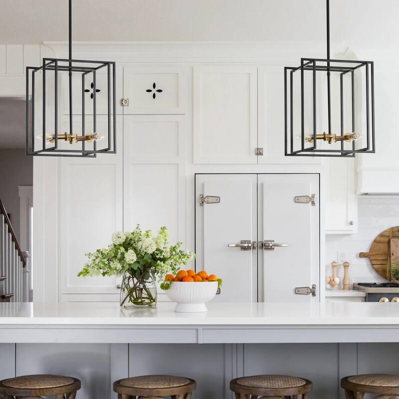 Industrial Matte Black 4-Light Metal Frame Candle Style Chandelier