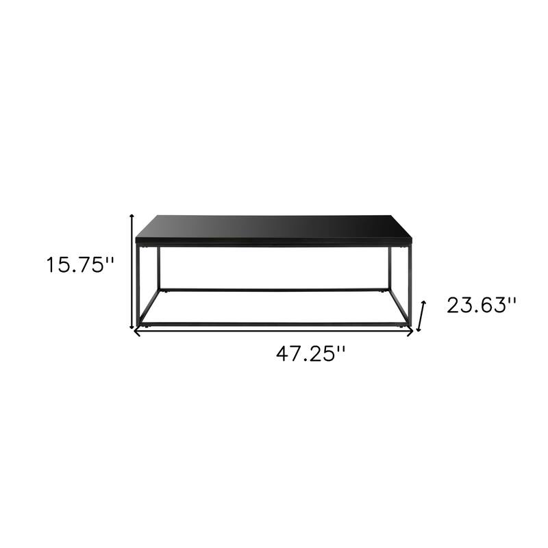 HomeRoots 47" Black Wood And Metal Frame Coffee Table