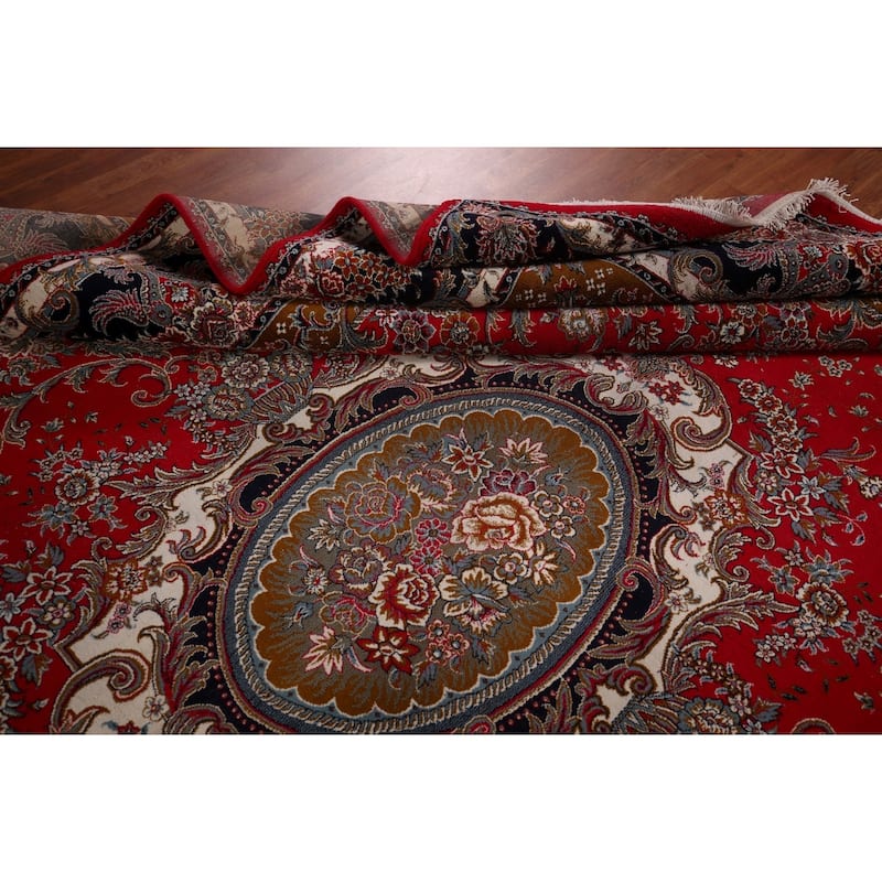 Victorian Style Red Kashan Turkish Area Rug Red Machine Made Carpet - 9'8" x 12'8"