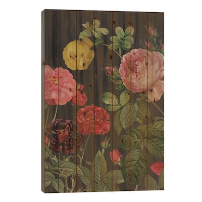 Redoute's Bouquet II Print On Wood by Pierre-Joseph Redouté - Multi-Color