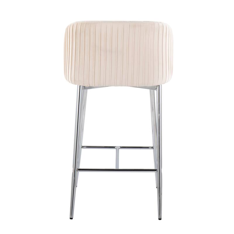 Silver Orchid Pleated Fixed-Height Counter Stool - Set of 2