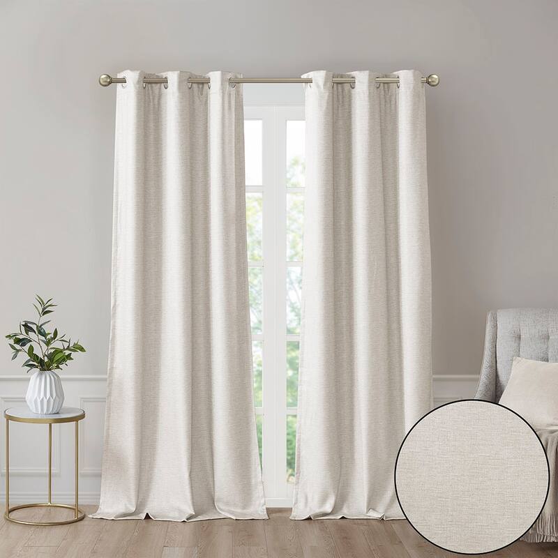 Tonal Printed Faux Silk Total Blackout Curtain Panel