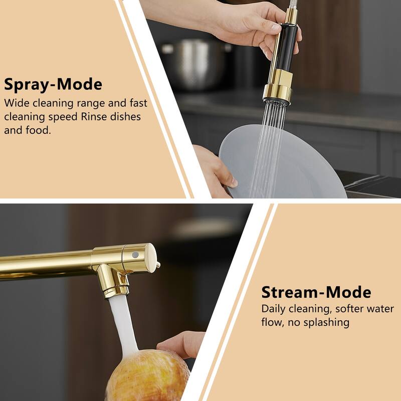 2-Function 1-Handle Commercial Pulldown Kitchen Faucet