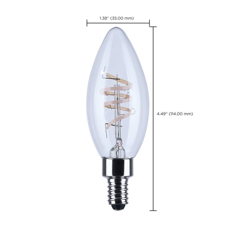 4 Watt B11 LED Reminiscent Flex Gray Coil Filament E12 Base 2700K 120V - Clear