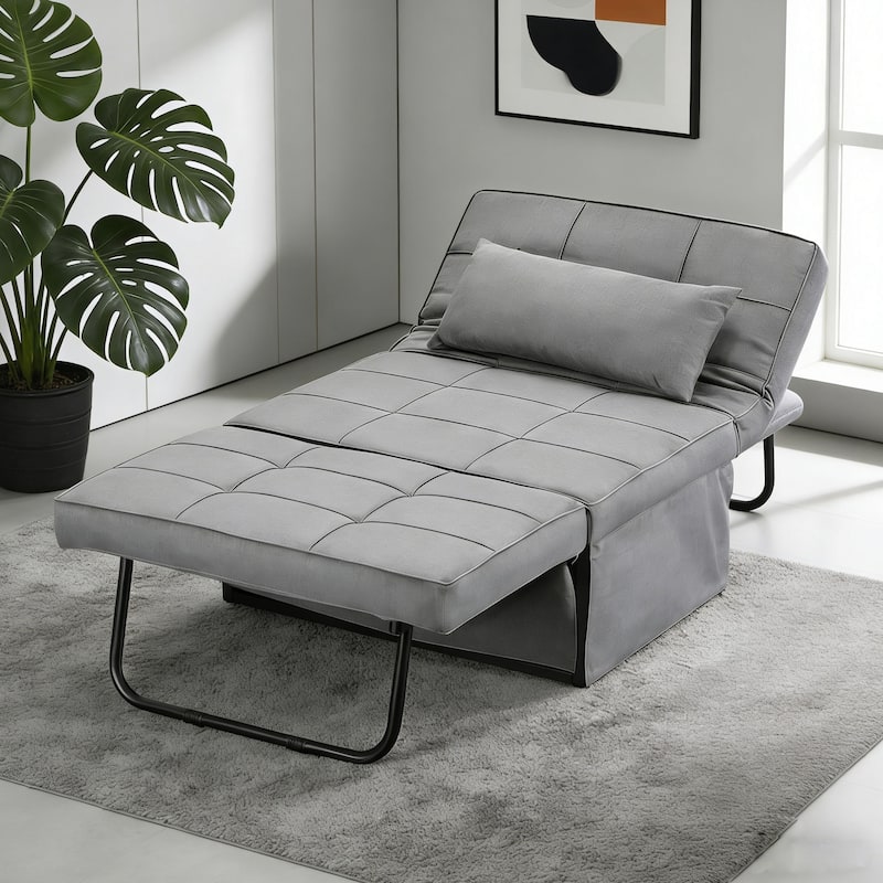 Ainfox Adjustable Sofa Chair Sleeper Sofa Bed Ottoman Couch with Metal Frame