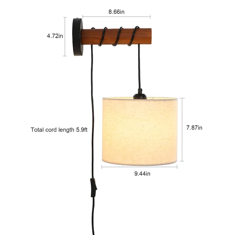 Bentzel 1-Light Fabric Arm Sconce - Walnut