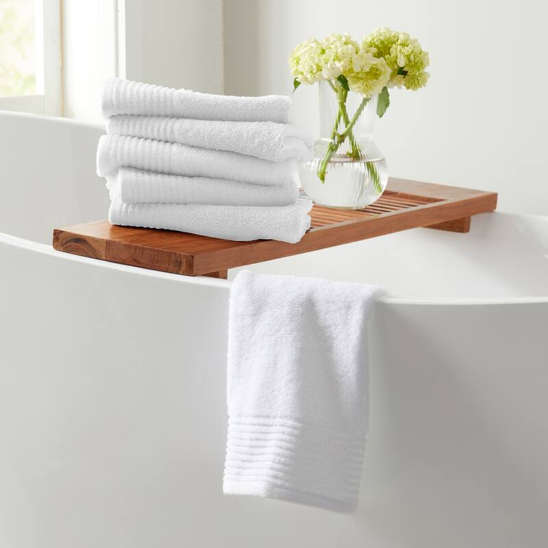 Linery & Co. 100% Featherspun Cotton Quick-Dry Bath Towel - Hand Towel (Pack of 6) - White