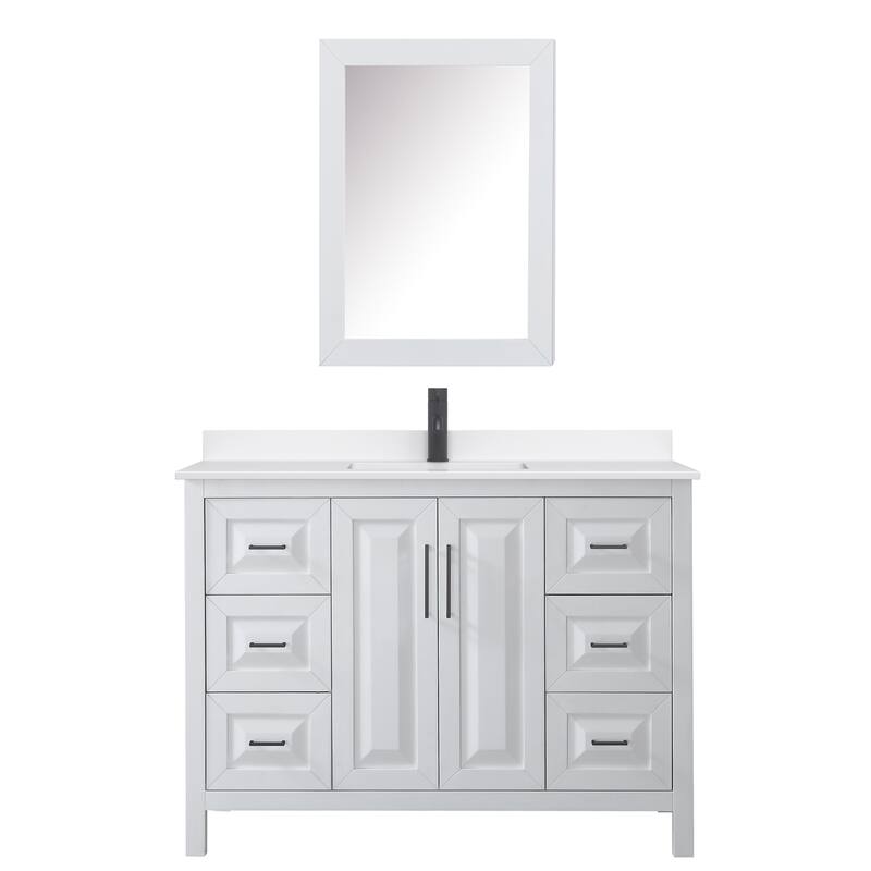 Daria 48-inch Single Vanity, Single Hole Quartz Top, Med Cabinet
