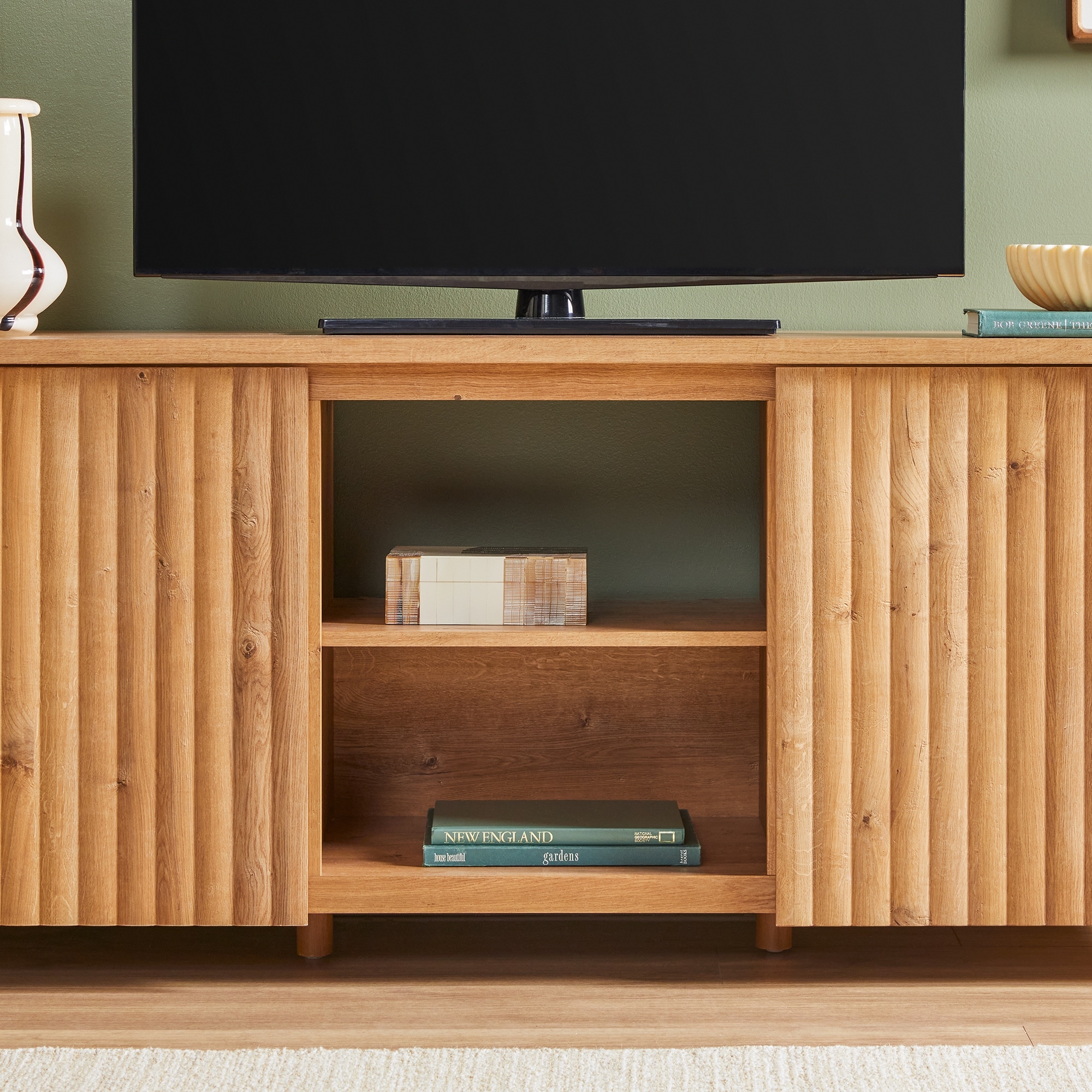 Walker Edison Scandinavian Reeded 58-inch TV Stand with Storage