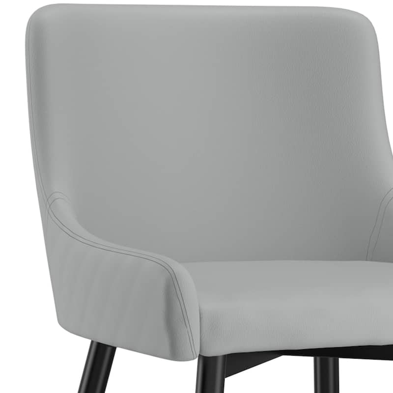 Set of 2 Modern Faux Leather and Metal Side Chair