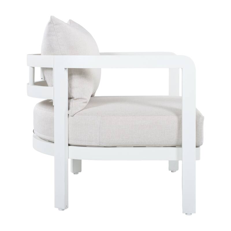 Christopher Knight Home - Modern 27.6" Outdoor Curved Back Patio Club Chair with Aluminum Frame & Water-Resistant Cushions