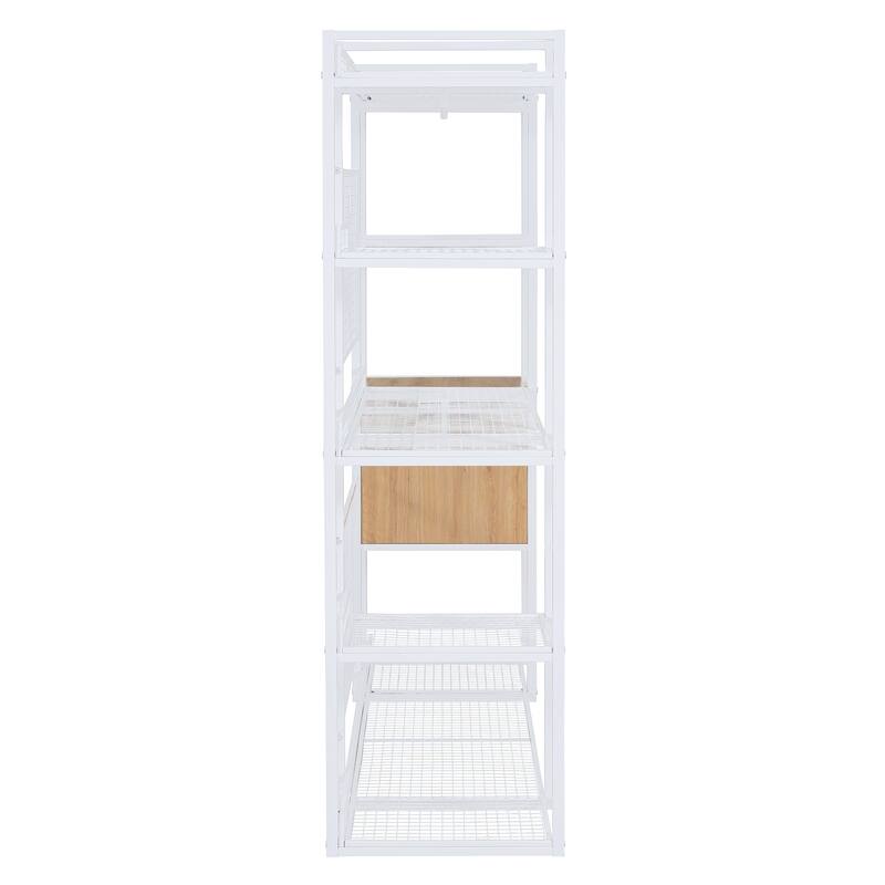 Open-Style Wardrobe with Hanging Rails, Shelves and Drawers - N/A