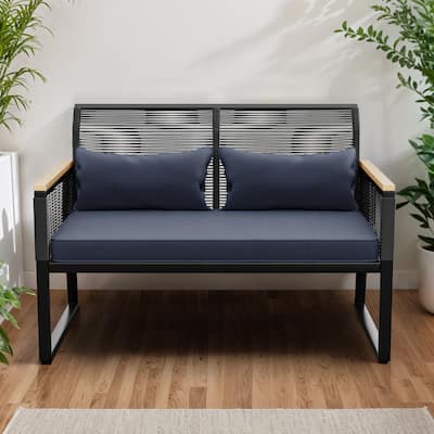 Moasis All Weather Rattan Conversation Loveseat for Backyard - 45.3"L x 28"W x 30.7"H