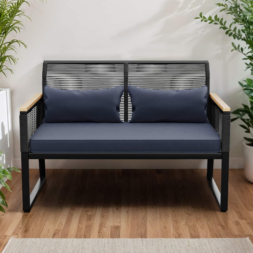 Moasis All Weather Rattan Conversation Loveseat for Backyard - 45.3"L x 28"W x 30.7"H
