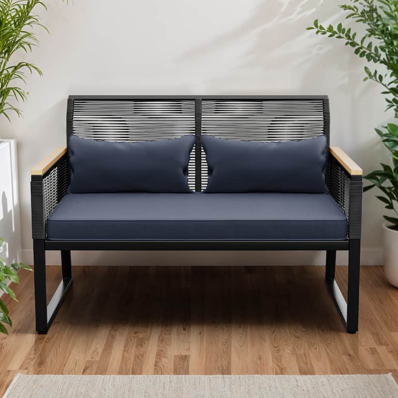 Moasis Wicker Patio Loveseat - 28.3"L x 23.6"W x 37.4"H