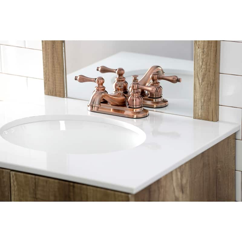 Kingston Brass Restoration Two-Handle 3-Hole Deck Mount 4 in. Centerset Bathroom Faucet in Antique Copper