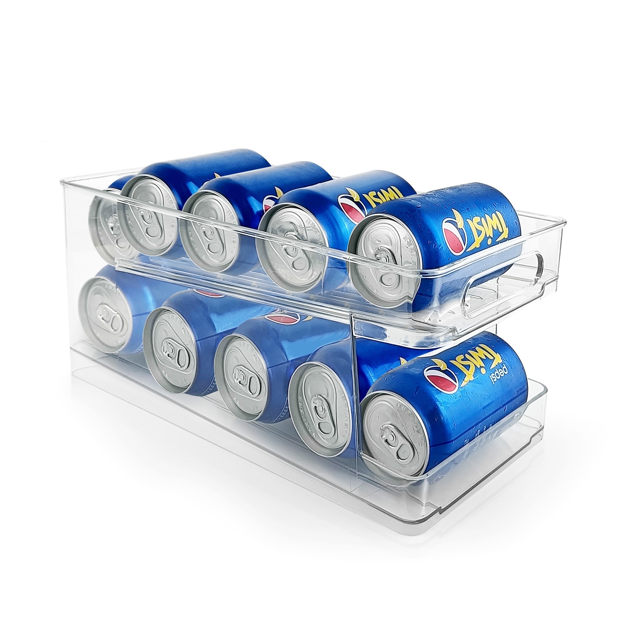 Innovaze Double-Layer Refrigerator Beverage Organizer with Rolling Access, Holds Up to 12 Cans