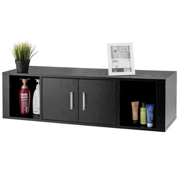 Shop Costway Wall Mounted Floating Desk Hutch Wall Shelf Cabinet