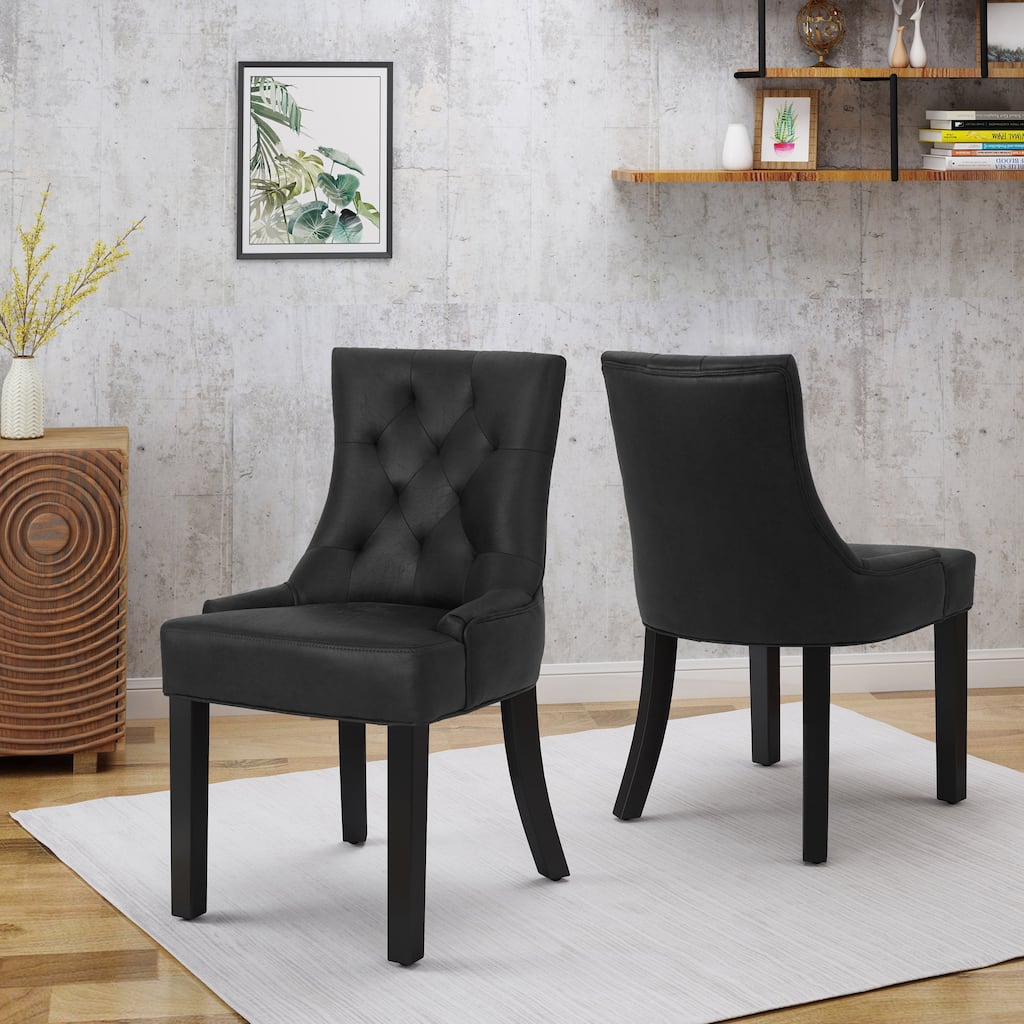 Black Tufted Dining Chairs, Modern Kitchen Dining Chairs Set of 2