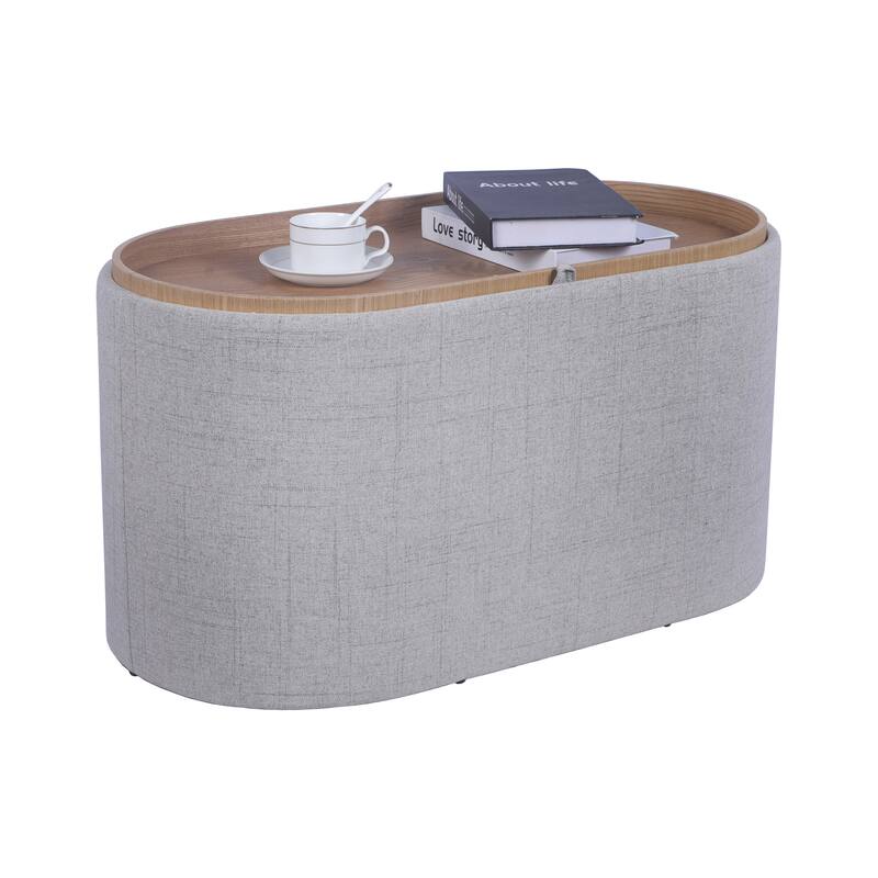 Storage Ottoman Comfortable choice, multiple functions, classic design, and cozy corners with Reversible Wooden Tray Top,