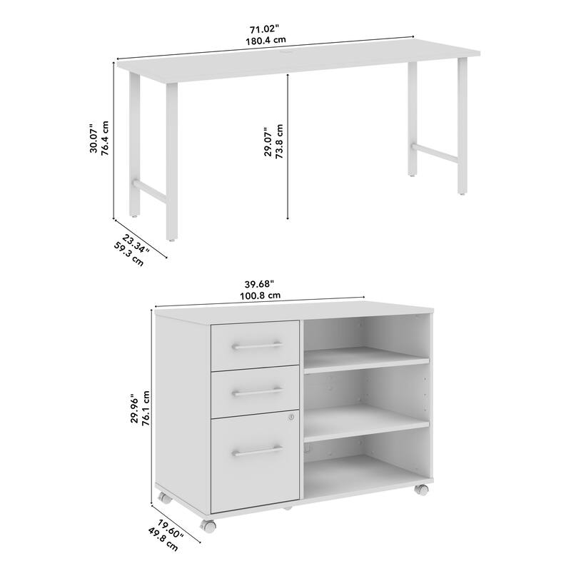Bush Business Furniture Hustle 72W x 24D Computer Desk with Storage