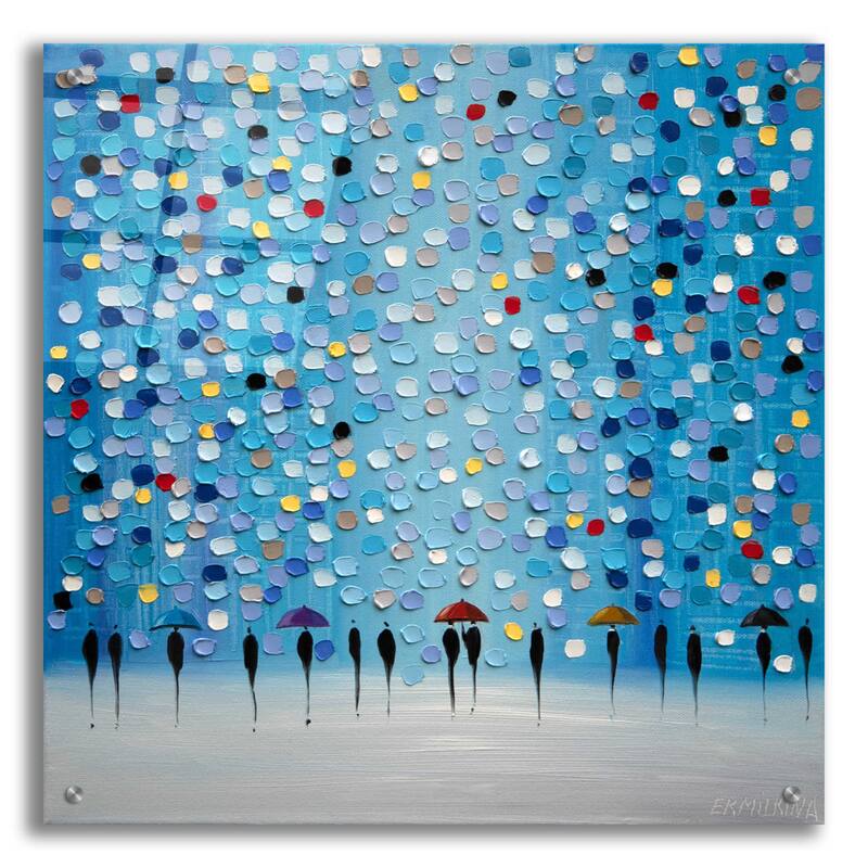Epic Art 'Colorful City Umbrellas' by Ekaterina Ermilkina Acrylic Glass Wall Art - 24x24