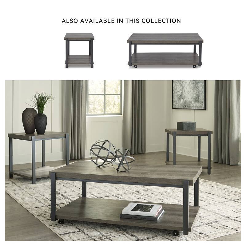 Signature Design by Ashley Wilmaden Gray/Black Table (Set of 3) - 47.63"W x 25.5"D x 18"H
