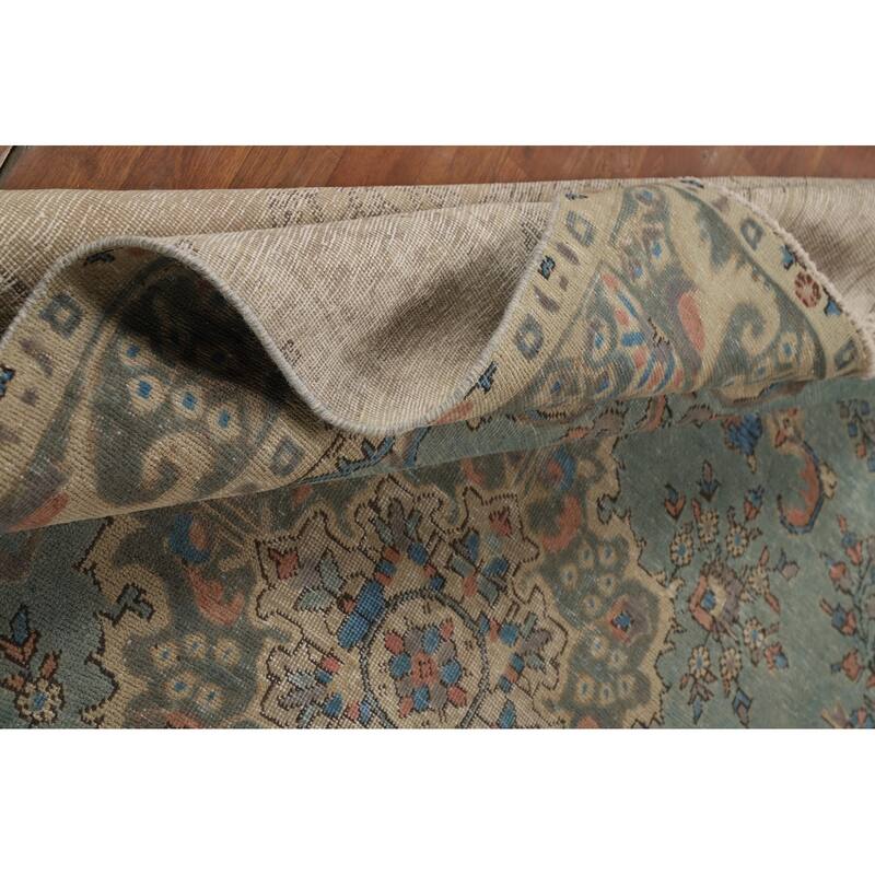 Light Blue Traditional Tabriz Persian Area Rug Handmade Wool Carpet - 6'5"x 9'5"