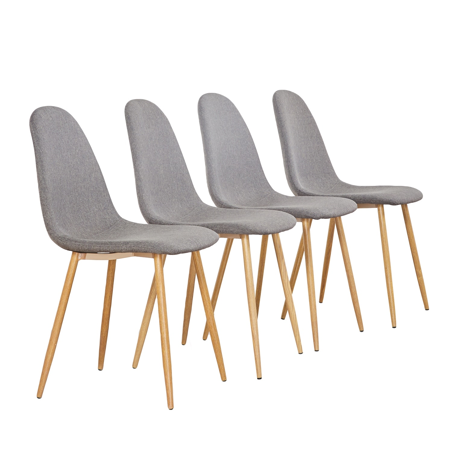 Shop Mcombo Dining Side Chairs Strong Metal Legs Fabric Cushion Seat And Back For Dining Room Chairs Set Of 4 Gray Overstock 25443742