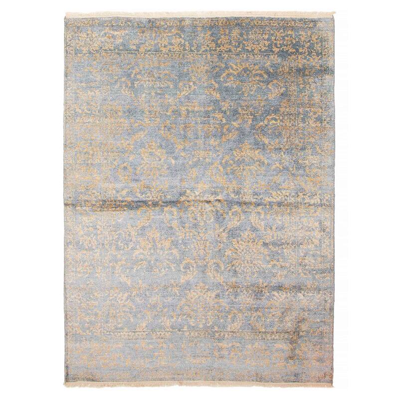 ECARPETGALLERY Hand-knotted Heritage Grey Silk Rug - 5'4 x 7'4 - Grey - 5'4 x 7'4