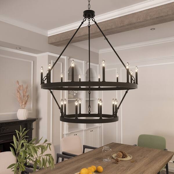 slide 2 of 82, Acroma 20-light 40In Farmhouse Wagon Wheel Chandelier