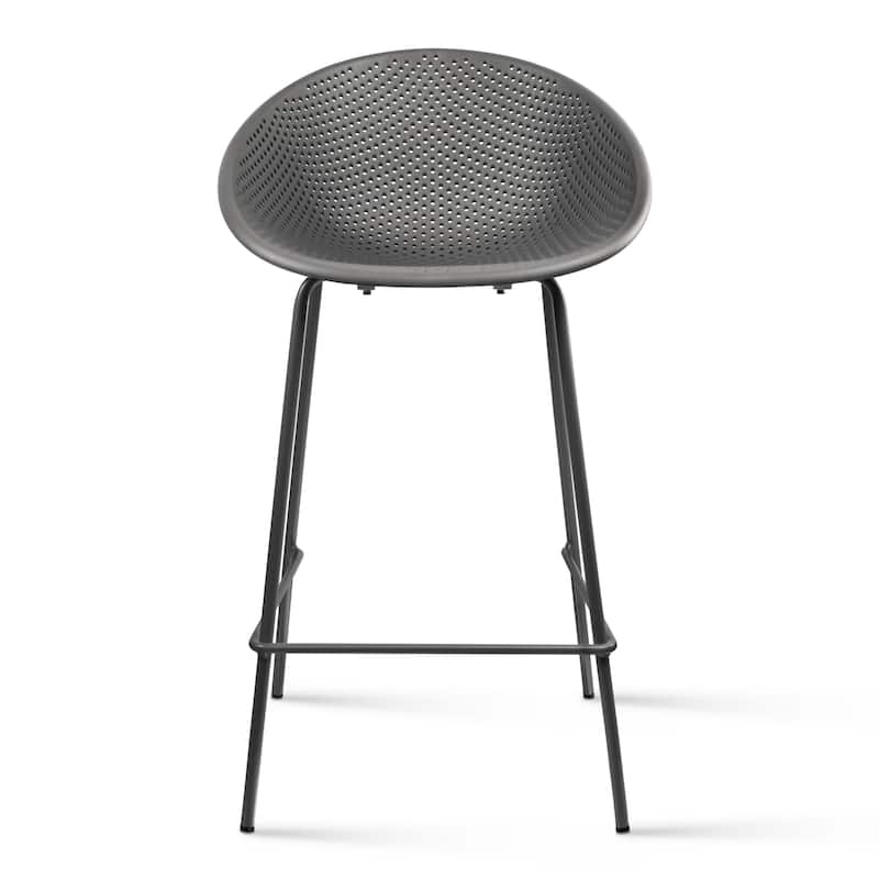 Counter height Bar Stools For Kitchen Egg Shaped Oval Seat Circle Dots Round Pattern for Indoor Outdoor Use - N/A - Grey