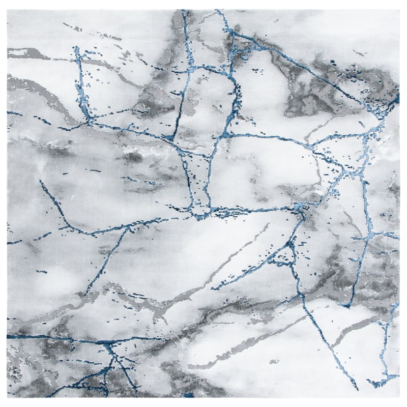 SAFAVIEH Craft Miyase Modern Abstract Rug - 8' Square - Ivory Grey/Blue