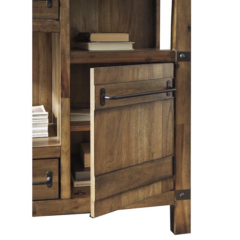 2 Drawer and 1 Door Accent Cabinet with 2 Open Compartments, Brown