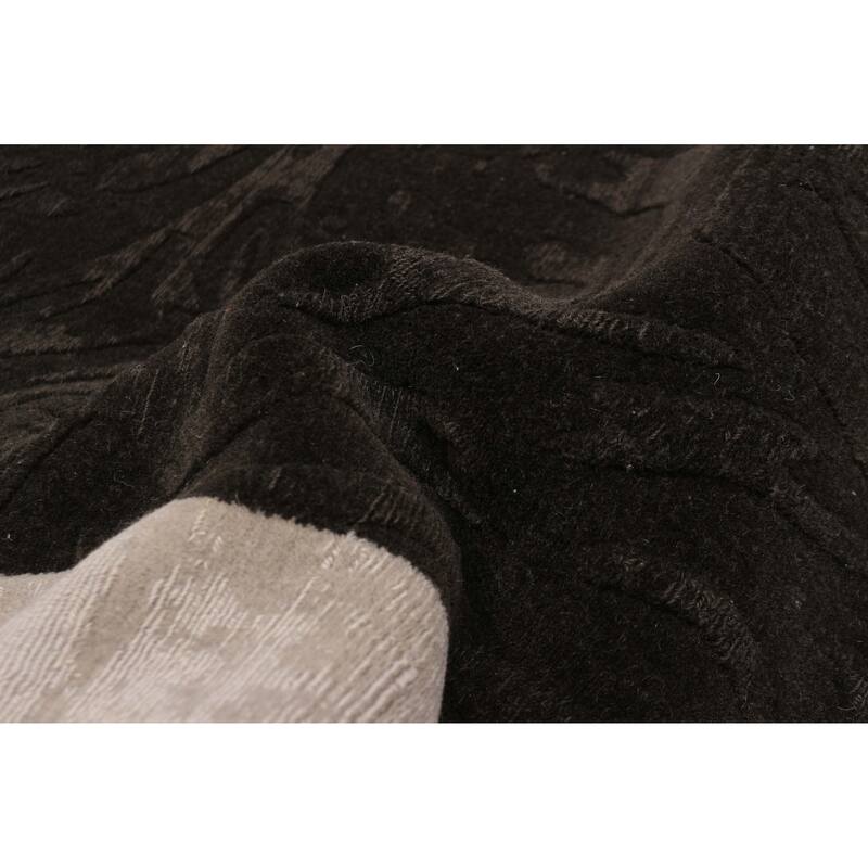 ECARPETGALLERY Hand Loomed Kashkuli Gabbeh Black, Grey Wool Rug - 5'5 x 7'8